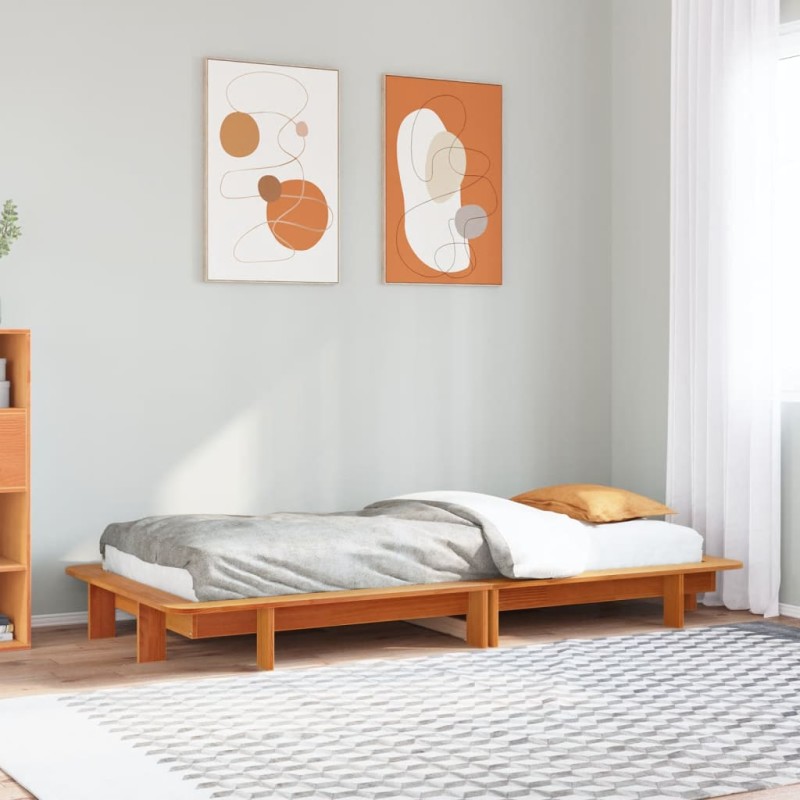 vidaXL Massivholzbett ohne Matratze Wachsbraun 75x190 cm Kiefernholz vidaXL Massivholzbett ohne Matratze Wachsbraun 75x190 cm Kiefernholz