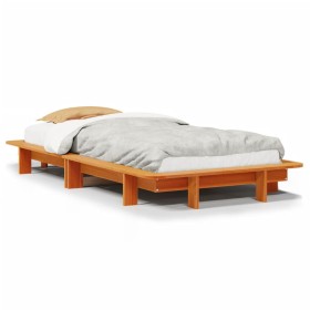 vidaXL Massivholzbett ohne Matratze Wachsbraun 90x200 Kiefernholz