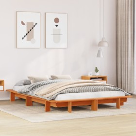 vidaXL Massivholzbett ohne Matratze Wachsbraun 150x200 cm Kiefernholz