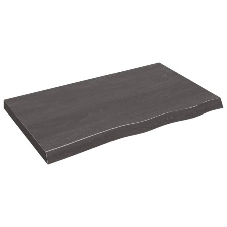 Tischplatte Dunkelgrau 100x60x6 cm Massivholz Eiche Behandelt