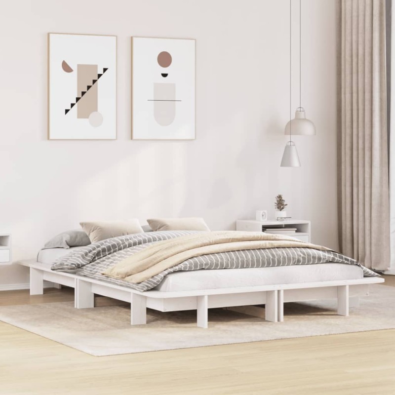 vidaXL Massivholzbett ohne Matratze Weiß 140x190 cm Kiefernholz vidaXL Massivholzbett ohne Matratze Weiß 140x190 cm Kiefernholz