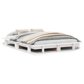 vidaXL Massivholzbett ohne Matratze Weiß 140x190 cm Kiefernholz
