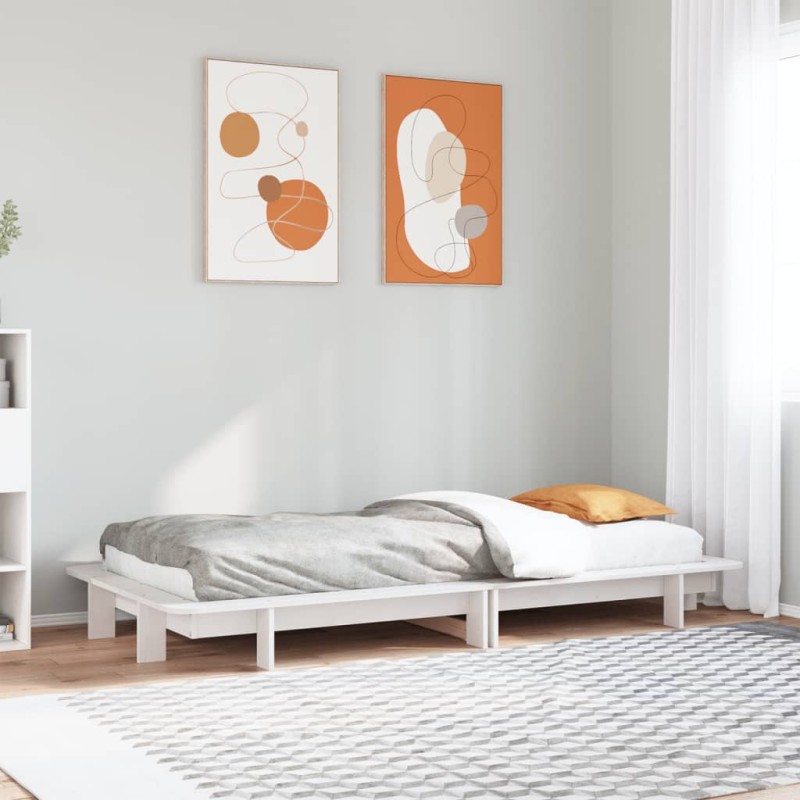 vidaXL Massivholzbett ohne Matratze Weiß 100x200 cm Kiefernholz vidaXL Massivholzbett ohne Matratze Weiß 100x200 cm Kiefernholz