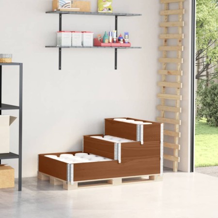 vidaXL Paletten-Aufsatzrahmen 3-fach Braun 120x80 cm Massivholz Kiefer