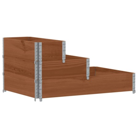 vidaXL Paletten-Aufsatzrahmen 3-fach Braun 120x80 cm Massivholz Kiefer