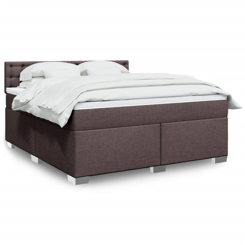 vidaXL Boxspringbett mit Matratze Dunkelbraun 180x200 cm Stoff vidaXL Boxspringbett mit Matratze Dunkelbraun 180x200 cm Stoff