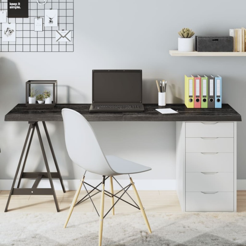 Tischplatte Dunkelgrau 160x40x4 cm Massivholz Eiche Behandelt Tischplatte Dunkelgrau 160x40x4 cm Massivholz Eiche Behandelt