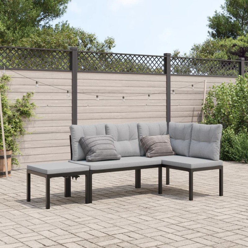 vidaXL Gartenbank-Set 3-tlg. Schwarz Pulverbeschichteter Stahl vidaXL Gartenbank-Set 3-tlg. Schwarz Pulverbeschichteter Stahl