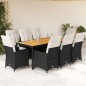 vidaXL 9-tlg. Garten-Essgruppe mit Kissen Schwarz Poly Rattan vidaXL 9-tlg. Garten-Essgruppe mit Kissen Schwarz Poly Rattan