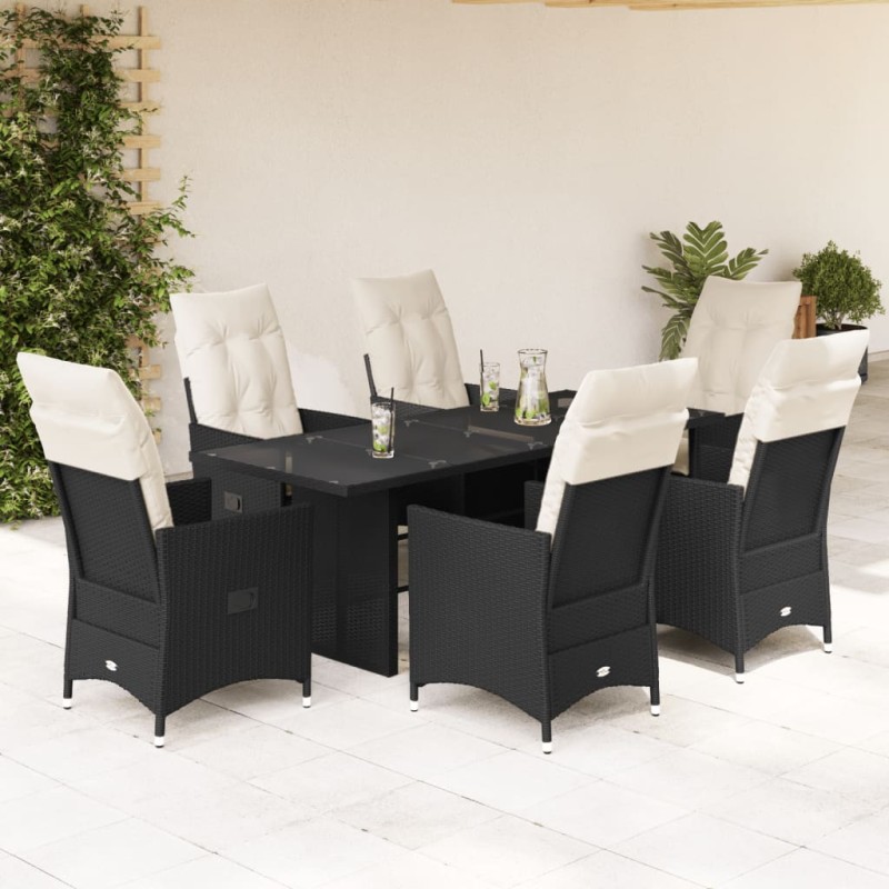 vidaXL 7-tlg. Garten-Essgruppe mit Kissen Schwarz Poly Rattan vidaXL 7-tlg. Garten-Essgruppe mit Kissen Schwarz Poly Rattan