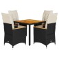 vidaXL 5-tlg. Garten-Essgruppe mit Kissen Schwarz Poly Rattan vidaXL 5-tlg. Garten-Essgruppe mit Kissen Schwarz Poly Rattan