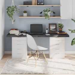 Tischplatte Dunkelgrau 180x40x6 cm Massivholz Eiche Behandelt