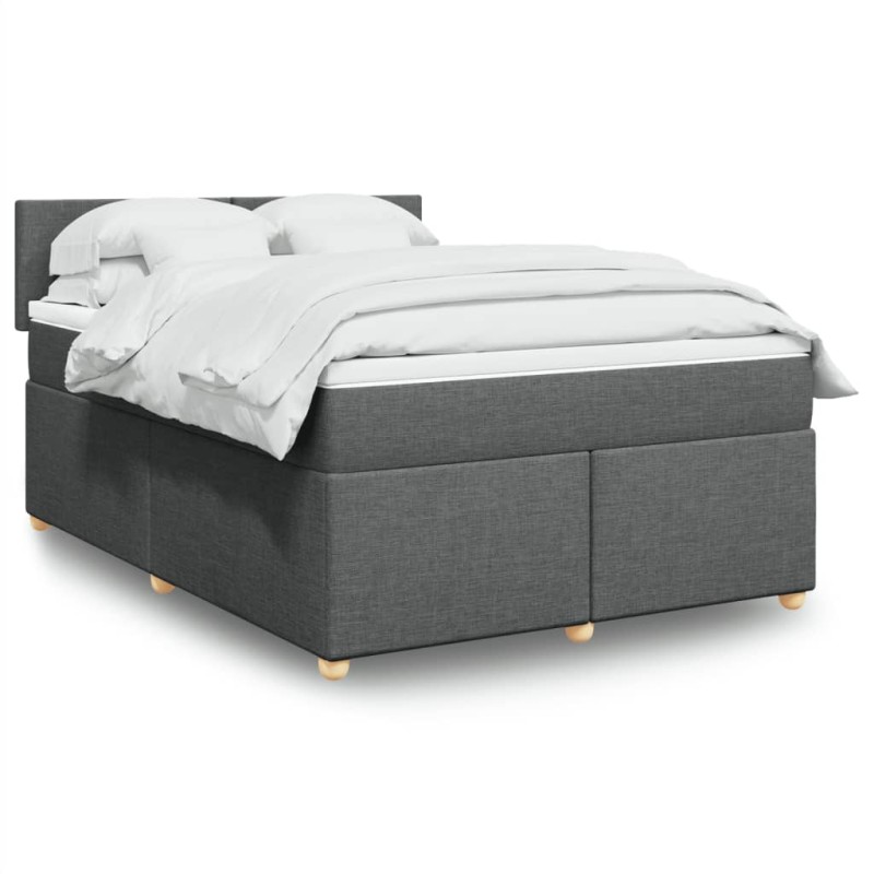 vidaXL Boxspringbett mit Matratze Dunkelgrau 140x190 cm Stoff vidaXL Boxspringbett mit Matratze Dunkelgrau 140x190 cm Stoff