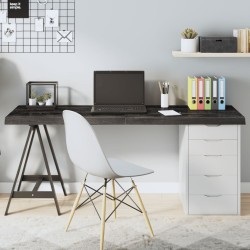 vidaXL Tischplatte Dunkelbraun 160x50x(2-6)cm Massivholz Eiche