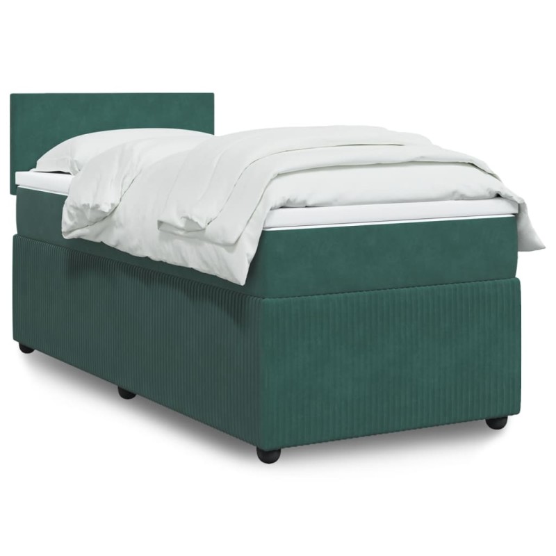 vidaXL Boxspringbett mit Matratze Dunkelgrün 100x200 cm Samt vidaXL Boxspringbett mit Matratze Dunkelgrün 100x200 cm Samt
