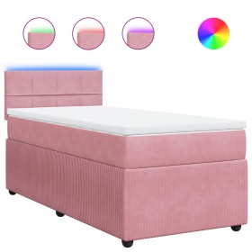 vidaXL Boxspringbett mit Matratze Rosa 100x200 cm Samt
