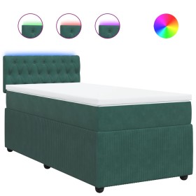 vidaXL Boxspringbett mit Matratze Dunkelgrün 100x200 cm Samt
