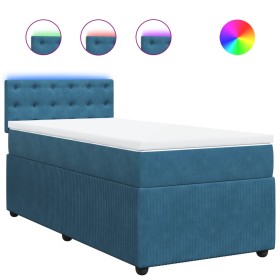 vidaXL Boxspringbett mit Matratze Blau 100x200 cm Samt