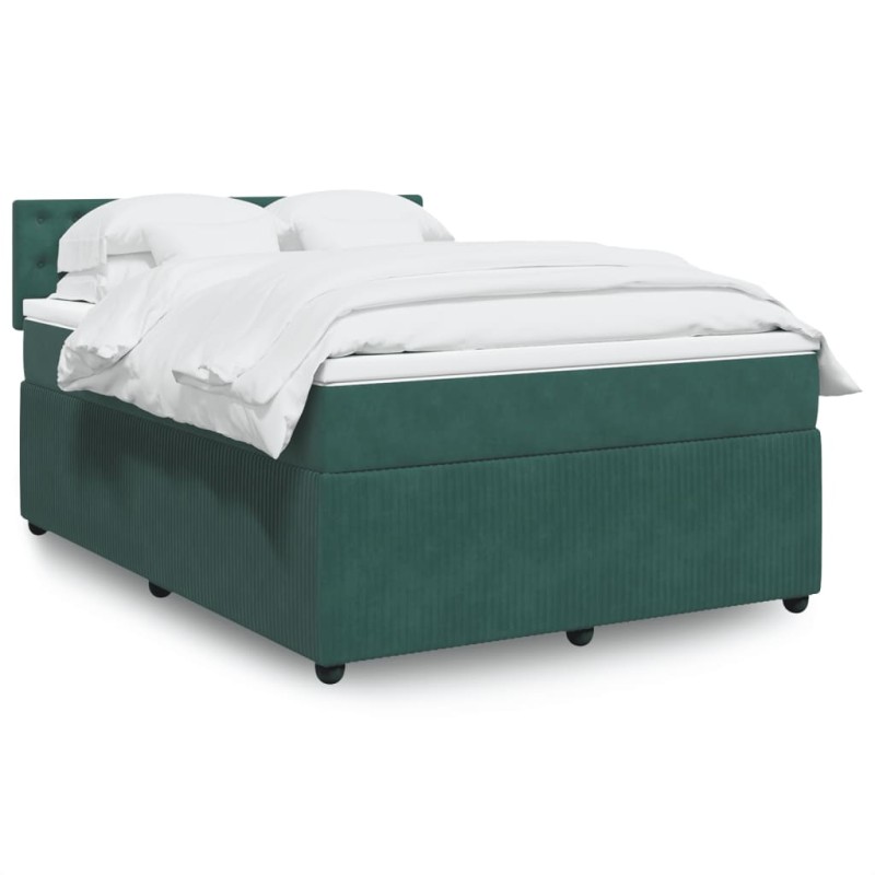 vidaXL Boxspringbett mit Matratze Dunkelgrün 140x190 cm Samt vidaXL Boxspringbett mit Matratze Dunkelgrün 140x190 cm Samt