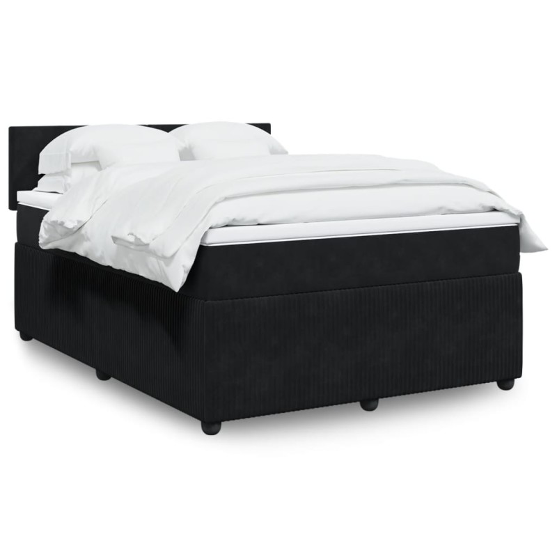 vidaXL Boxspringbett mit Matratze Schwarz 140x200 cm Samt vidaXL Boxspringbett mit Matratze Schwarz 140x200 cm Samt