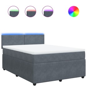 vidaXL Boxspringbett mit Matratze Dunkelgrau 160x200 cm Samt