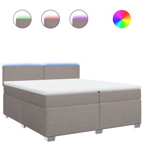 vidaXL Boxspringbett mit Matratze Taupe 200x200 cm Stoff