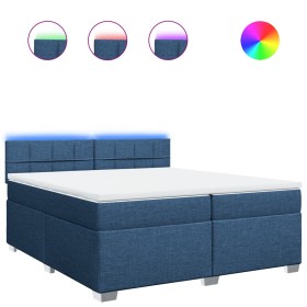 vidaXL Boxspringbett mit Matratze Blau 200x200 cm Stoff