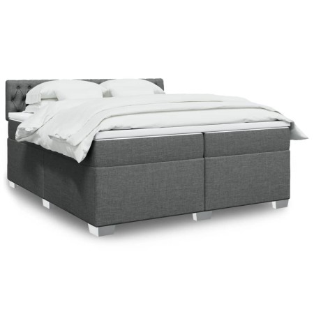 vidaXL Boxspringbett mit Matratze Dunkelgrau 200x200 cm Stoff