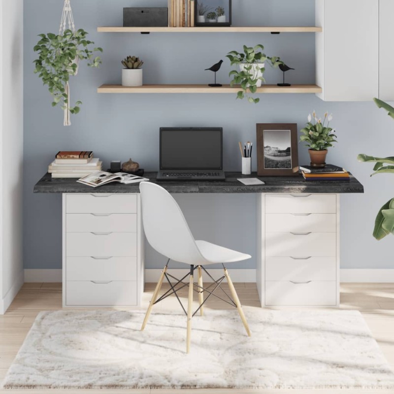 Tischplatte Dunkelgrau 180x60x4 cm Massivholz Eiche Behandelt Tischplatte Dunkelgrau 180x60x4 cm Massivholz Eiche Behandelt