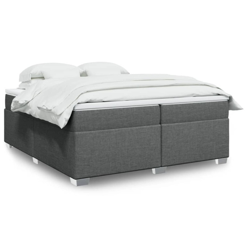 vidaXL Boxspringbett mit Matratze Dunkelgrau 200x200 cm Stoff vidaXL Boxspringbett mit Matratze Dunkelgrau 200x200 cm Stoff