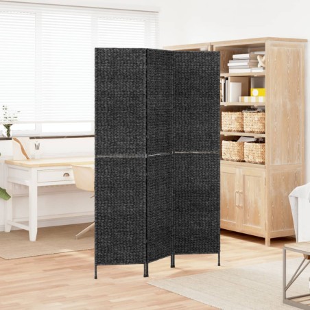 Paravent 3-tlg. Schwarz 122x180 cm Wasserhyazinthe