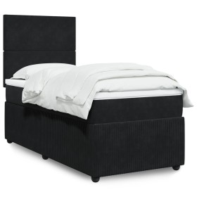 vidaXL Boxspringbett mit Matratze Schwarz 90x190 cm Samt