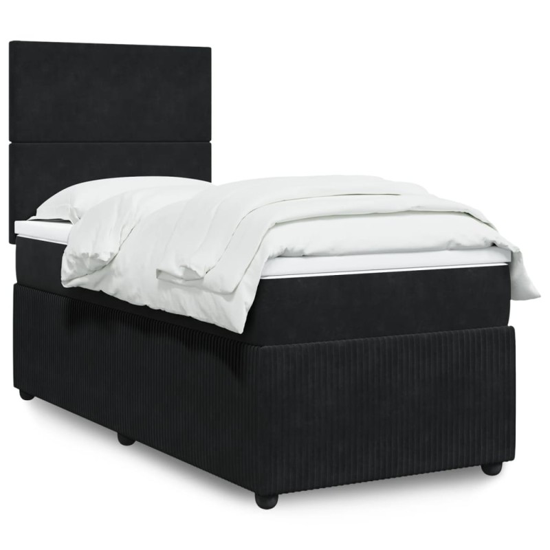 vidaXL Boxspringbett mit Matratze Schwarz 90x190 cm Samt vidaXL Boxspringbett mit Matratze Schwarz 90x190 cm Samt