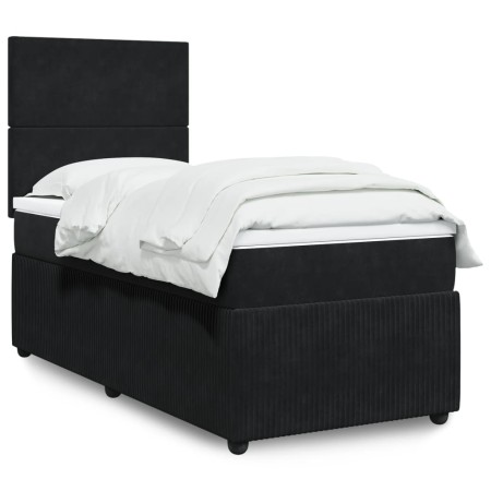 vidaXL Boxspringbett mit Matratze Schwarz 90x190 cm Samt
