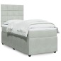 vidaXL Boxspringbett mit Matratze Hellgrau 90x200 cm Samt vidaXL Boxspringbett mit Matratze Hellgrau 90x200 cm Samt
