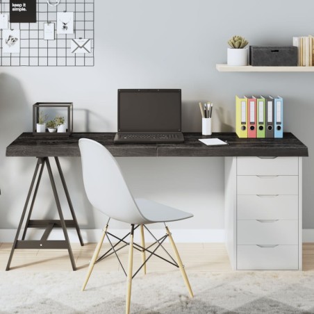Tischplatte Dunkelgrau 160x40x6 cm Massivholz Eiche Behandelt