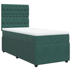 vidaXL Boxspringbett mit Matratze Dunkelgrün 100x200 cm Samt