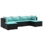vidaXL 6-tlg. Garten-Lounge-Set mit Kissen Schwarz Poly Rattan vidaXL 6-tlg. Garten-Lounge-Set mit Kissen Schwarz Poly Rattan