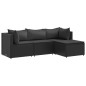 vidaXL 4-tlg. Garten-Lounge-Set mit Kissen Schwarz Poly Rattan vidaXL 4-tlg. Garten-Lounge-Set mit Kissen Schwarz Poly Rattan
