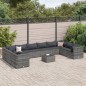 vidaXL 11-tlg. Garten-Lounge-Set mit Kissen Grau Poly Rattan vidaXL 11-tlg. Garten-Lounge-Set mit Kissen Grau Poly Rattan
