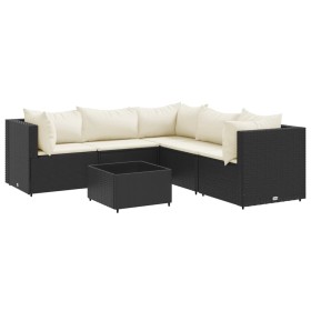 vidaXL 6-tlg. Garten-Lounge-Set mit Kissen Schwarz Poly Rattan