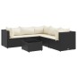 vidaXL 6-tlg. Garten-Lounge-Set mit Kissen Schwarz Poly Rattan vidaXL 6-tlg. Garten-Lounge-Set mit Kissen Schwarz Poly Rattan