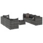 vidaXL 7-tlg. Garten-Lounge-Set mit Kissen Grau Poly Rattan vidaXL 7-tlg. Garten-Lounge-Set mit Kissen Grau Poly Rattan