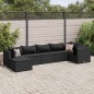 vidaXL 7-tlg. Garten-Lounge-Set mit Kissen Schwarz Poly Rattan vidaXL 7-tlg. Garten-Lounge-Set mit Kissen Schwarz Poly Rattan