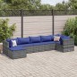 vidaXL 7-tlg. Garten-Lounge-Set mit Kissen Grau Poly Rattan vidaXL 7-tlg. Garten-Lounge-Set mit Kissen Grau Poly Rattan