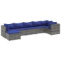 vidaXL 7-tlg. Garten-Lounge-Set mit Kissen Grau Poly Rattan vidaXL 7-tlg. Garten-Lounge-Set mit Kissen Grau Poly Rattan