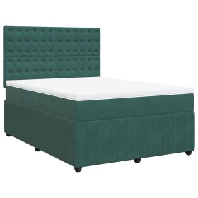 vidaXL Boxspringbett mit Matratze Dunkelgrün 160x200 cm Samt