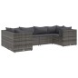 vidaXL 6-tlg. Garten-Lounge-Set mit Kissen Grau Poly Rattan vidaXL 6-tlg. Garten-Lounge-Set mit Kissen Grau Poly Rattan