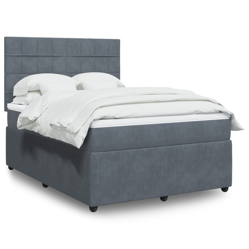 vidaXL Boxspringbett mit Matratze Dunkelgrau 160x200 cm Samt vidaXL Boxspringbett mit Matratze Dunkelgrau 160x200 cm Samt