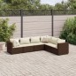 vidaXL 6-tlg. Garten-Lounge-Set mit Kissen Braun Poly Rattan vidaXL 6-tlg. Garten-Lounge-Set mit Kissen Braun Poly Rattan